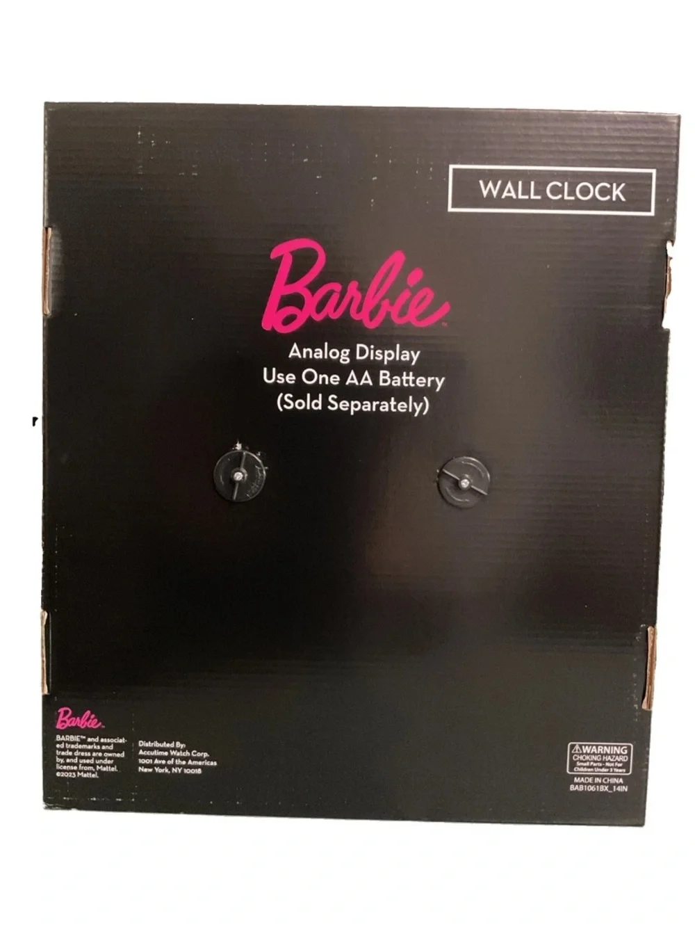 Barbie Silhouette 13” Wall Clock Analog Display Battery Pink White Mattel NEW
